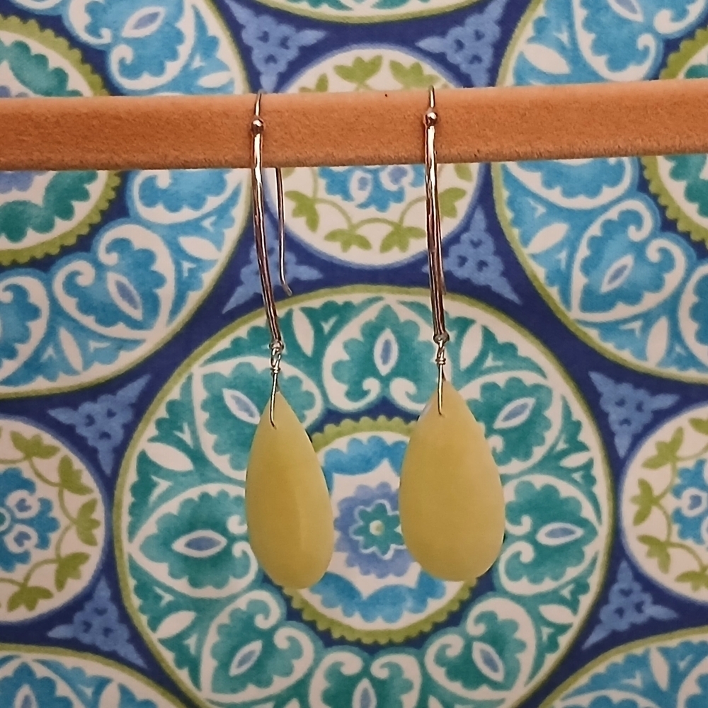 Mine Finds By Jay King .925 Sterling Silver Earrings With Yellow Teardrop Stone